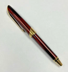 Parker Ellipse Roller Ballpoint Pen Gold Plated Red/Brown Resin - Picture 1 of 7