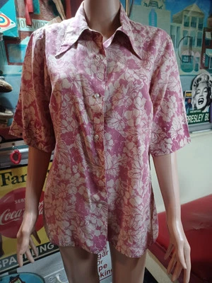 Camisa Floral Verdadera De Colección Años 80 Damas Abotonada Stranger Things Delgada L Años 80 Floral Foto 1 de 4