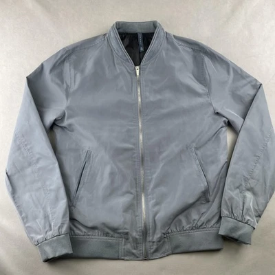 Zara Man Jacket Men L Blue Bomber Full Zip Ribbed Collar Cuffs Lined Casual Chic - Image 1 of 4