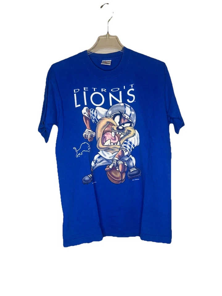 Винтажная футболка Detroit Lions Taz 1996 Artex синяя РЕДКАЯ NFL средний размер сделано в США - Изображение 1 из 4