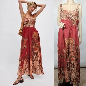 NEW SOLD OUT HTF Free People Bali Westward Trails Red Printed Jumpsuit NWT XL - Picture 1 of 7