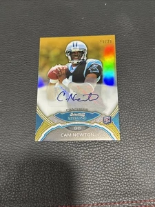 2011 Bowman Sterling Gold Refractor Cam Newton ROOKIE AUTOGRAPH 15/25 RC SP - Picture 1 of 3