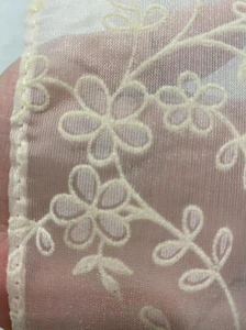 Vtg ORGANZA Fabric FLOCKED SHEER Border Trim Creamy White Flowers 5"x9yds DOLLS - Picture 1 of 7