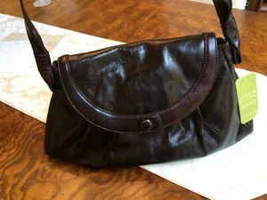 NEW WITH TAGS SIGRID OLSEN BROWN LEATHER SATCHEL HOBO HANDBAG    - Picture 1 of 5