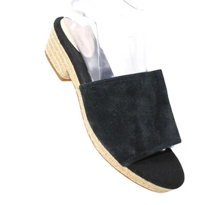 Cole Haan Sandals Womens 9.5 Giselle Espadrille Slide Black Suede Mule W10016 - Picture 1 of 12
