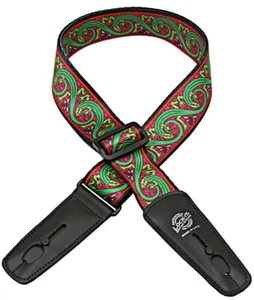 Lock-It Bob Masse Rock Art Leather End Guitar Strap- Green Lizards, LIS-033-BM3 - Picture 1 of 1