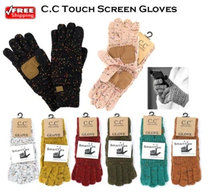 [C.C] CC Gloves Unisex Cable Knit Anti-Slip Touchscreen Winter Soft Warm Gloves - Picture 1 of 21