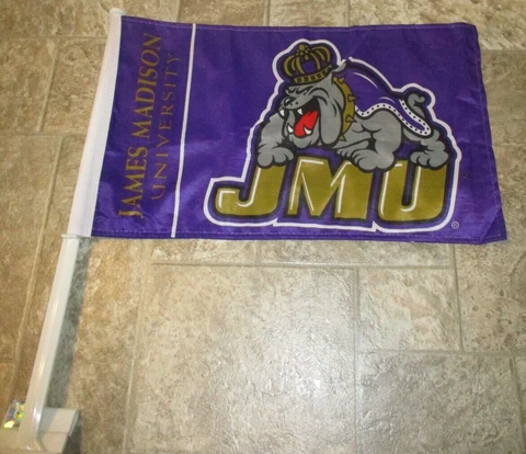 James Madison Dukes DOUBLE SIDED CAR FLAG ! FREE SHIPPING ! FAST SHIPPING !! Cover