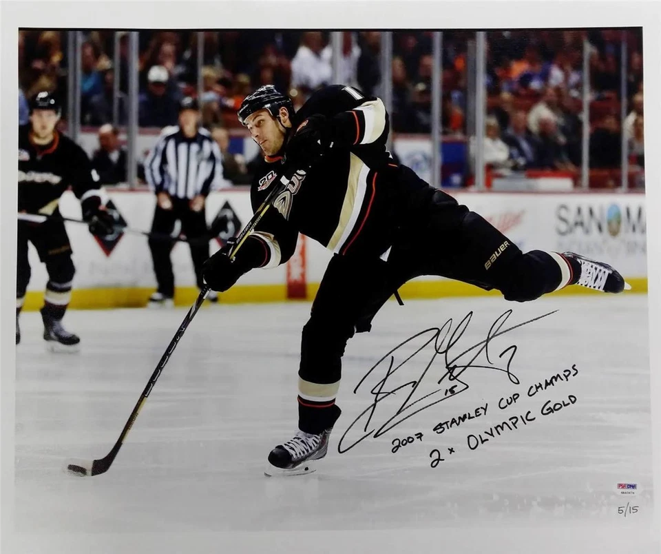 Ryan Getzlaf Firmado "Campeón de la Copa Stanley 2x Oro Olímpico" 16x20 Lienzo/15 Certificado de Autenticidad PSA Foto 1 de 1