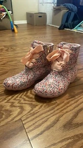 Sperry Pink Floral Rain Duck Boots Size 8.5 - Picture 1 of 4