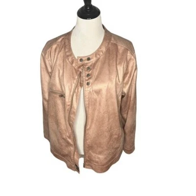 William Rast Pink Suede Moto Jacket Size 2X Lined - Image 1 of 4