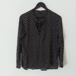 Gap Blouse Womens Shirt Top Size XS Black Pink Floral Boho Smart Work Office - Picture 1 of 8