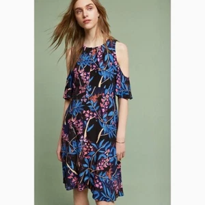 NWT!! Anthropologie MAEVE Elia Floral Cold Shoulder Flutter Tropical Dress 12 - Picture 1 of 17