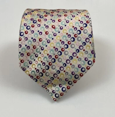 Duchamp Men's Silk Neck Tie Multicolor Circles Dots 57L 3.5W Made in England - Image 1 of 4