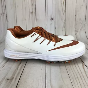 Nike Lunar Control 4 Golf Shoes Soft Spikes White Texas Longhorn Mens Size 8 - Picture 1 of 10