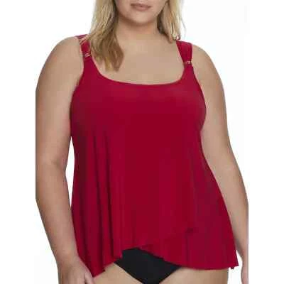 Camiseta Tankini Miraclesuit L34404 Mujer Roja Sólida Deslumbrante Talla 24W Foto 1 de 4