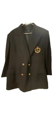 Blazer Ralph Lauren Doble Pecho Corona Cresta Logo Azul Marino Lana Dorado Botón talla 16 Foto 1 de 4