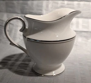 Lenox Federal Platinum Creamer Pitcher White Fine China Silver Trim USA - Picture 1 of 5