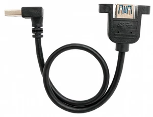 USB 3.0 Cable 30 CM Type A Socket To Plug Adapter Screw Angle Black Size - Zdjęcie 1 z 4