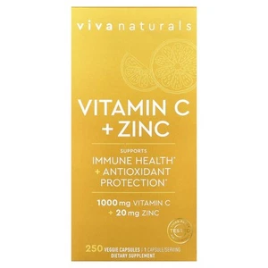 Vitamin C + Zinc, 250 Veggie Capsules - Picture 1 of 3