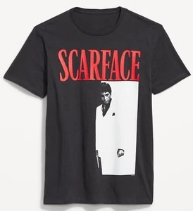 Póster de la película Scarface gráfico grande camisa azul marino antigua usada excelente envío y devolución gratuitos - Imagen 1 de 1