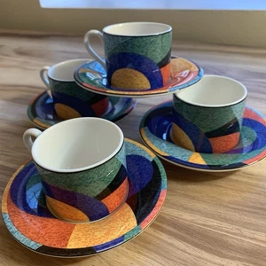 Vintage Hankook Coffee Tea Cup Saucer Set Victoria Beale 9019 1990 Retro Rainbow - Picture 1 of 17