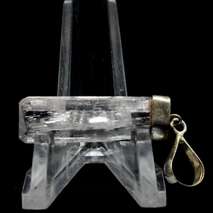 33mm Natural Clear Kunzite Crystal Formation Silver Plated Pendant - Afghanistan - Picture 1 of 5