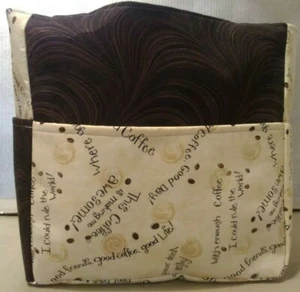Coffee Drink Mugs Latte Gourmet Beans Purse/Project Travel Bag Handmade 12x12 - Picture 1 of 7