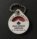 Vintage American Gas Oil Keychain Miles Per Gallon Key Fob Ring Falls Church Va