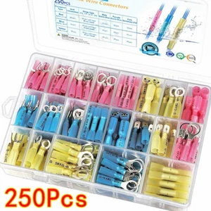 250pcs Heat Shrink Wire Connector DIY Kit Waterproof Marine Automotive Terminals - Picture 1 of 8