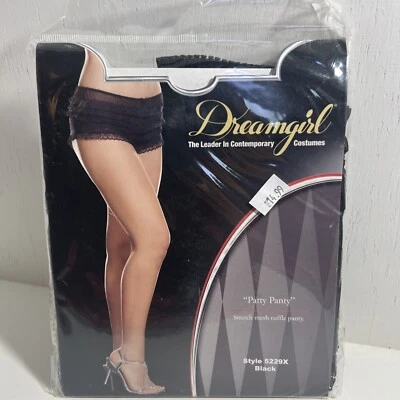 Ruffle Panty Stretch Mesh 3x 4x Black Costume Dream Girl - Image 1 of 4