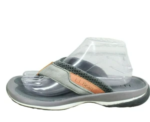 LL Bean Swift River Men's Gray Suede Slip On Perforated Sports Flip-Flops Sz 9 M - Picture 1 of 9
