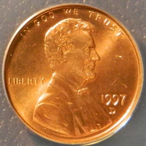 1997 D LINCOLN CENT ANACS MS 67 RED - Picture 1 of 4