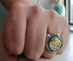 Buffalo Nickel Silver Gold Coin Ring Wild West Animal Cowboys Indians Old 1937 - Imagen 1 de 12