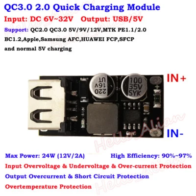 QC 3.0 2.0 USB Fast Quick Charging Board Charger Module DIY Car Phone Charger 5V - Image 1 of 4