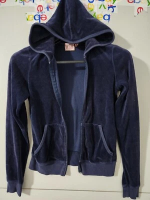 Juicy Couture Sweatshirt Juniors M Zip Hoodie Velour Cotton Blend Y2K USA READ - Image 1 of 4