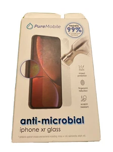 iPhone XR PureMobile escudo antimicrobiano vidrio resistente a arañazos nuevo - Imagen 1 de 2