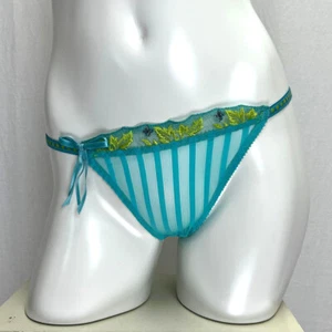 Ravage Bikini Bottom XS NWT RRP $119 Embroidery Lace French Lingerie Turquoise - Picture 1 of 5
