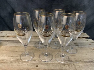 6 Pilsner Radelberger Pilsner Beer Glasses  0.41 L Gold Rim Sahm Goblets - Picture 1 of 4