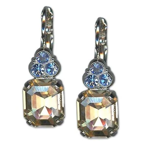 Earrings by Mariana Woman Exquisite Golden and Sapphire Swarovski Crystals - Picture 1 of 8