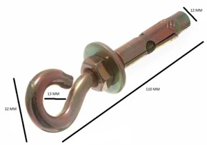 Anclaje Perno de Ojo M10 Tornillo M12 Escudo Por 58mm Longitud Yzp Paquete De 2 - Imagen 1 de 1