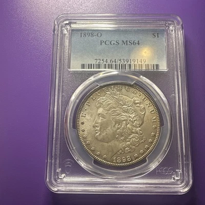 Серебряный Моргановский доллар 1898-O PCGS MS64 тонированный (1742) - Изображение 1 из 4