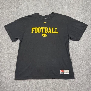 Nike Iowa Hawkeyes T-shirt Mens L Center Swoosh Black Football NCAA University - Picture 1 of 7