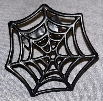 6 Black Spider Web Rings adult size - Cupcake Cake Toppers Halloween Party Decor - Image 1 of 4