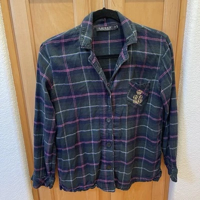 Camisa de Noche Ralph Lauren Verde a Cuadros con Logo Bordado Talla XS Foto 1 de 4
