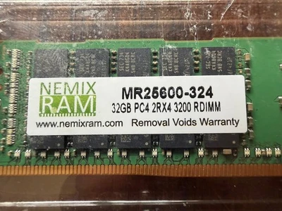 NEMIX RAM 128GB (4X32GB) DDR4 3200MHZ PC4-25600 2Rx4 1.2V CL22 288-PIN ECC RDIMM - Image 1 of 3