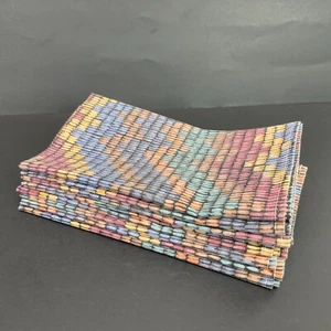 Dinner Napkins Set of 8 Table Linens Watercolor Chevron Pattern Design Vintage - Picture 1 of 5