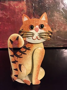  METAL Cat  VOTIVE TEALIGHT CANDLE HOLDER Hand Made Art Collectable Gift - Picture 1 of 7