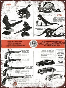 1959 Pyro Toys Model Dinosaur Caveman Kits Pistol Metal Sign 9x12" A061 - Picture 1 of 1