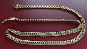 Vintage Napier Gold Tone Herringbone Link Chain Necklace 24” Long 7mm Wide - Picture 1 of 6